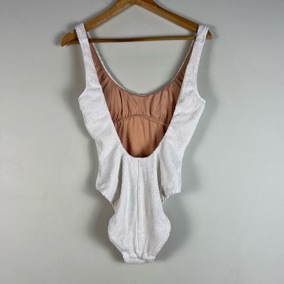 J Crew Scrunchie Classic Scoopneck One Piece Swimsuit size 4 NEW White - Picture 7 of 12